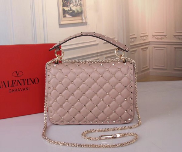 Valentino Spike Medium Bag Lambskin Nude High