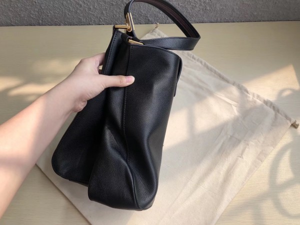 Valentino Vsling Hobo Bag In Black Grainy Calfskin High