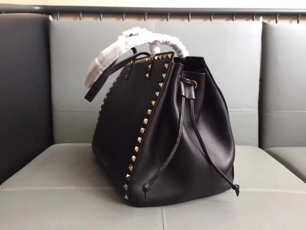 Valentino Black Double Handle Drawstring Bag High