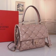 Valentino Garavani Quilted Candystud Top Handle Bag Poudre High