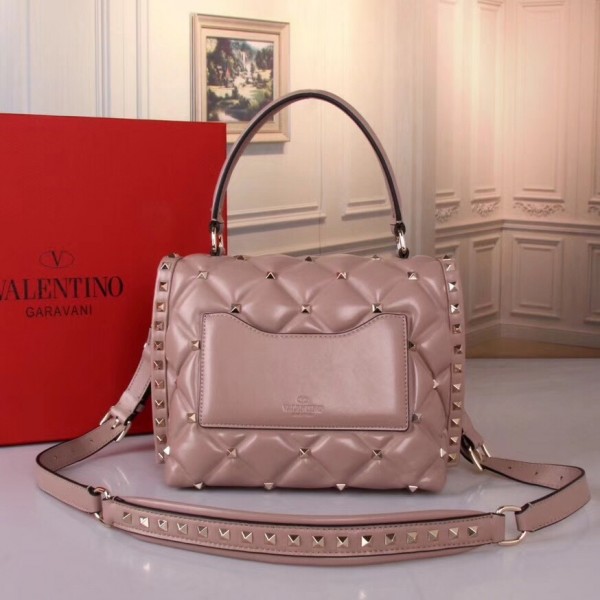 Valentino Garavani Quilted Candystud Top Handle Bag Poudre High