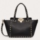 Valentino Mini Tote In Black Grain Calfskin High