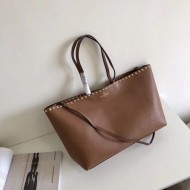 Valentino Large Shopping Bag In Brown Leather High