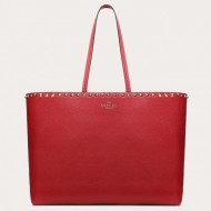 Valentino Large Shopping Bag In Red Leather High