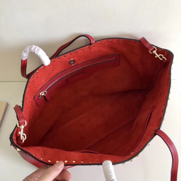 Valentino Large Shopping Bag In Red Leather High