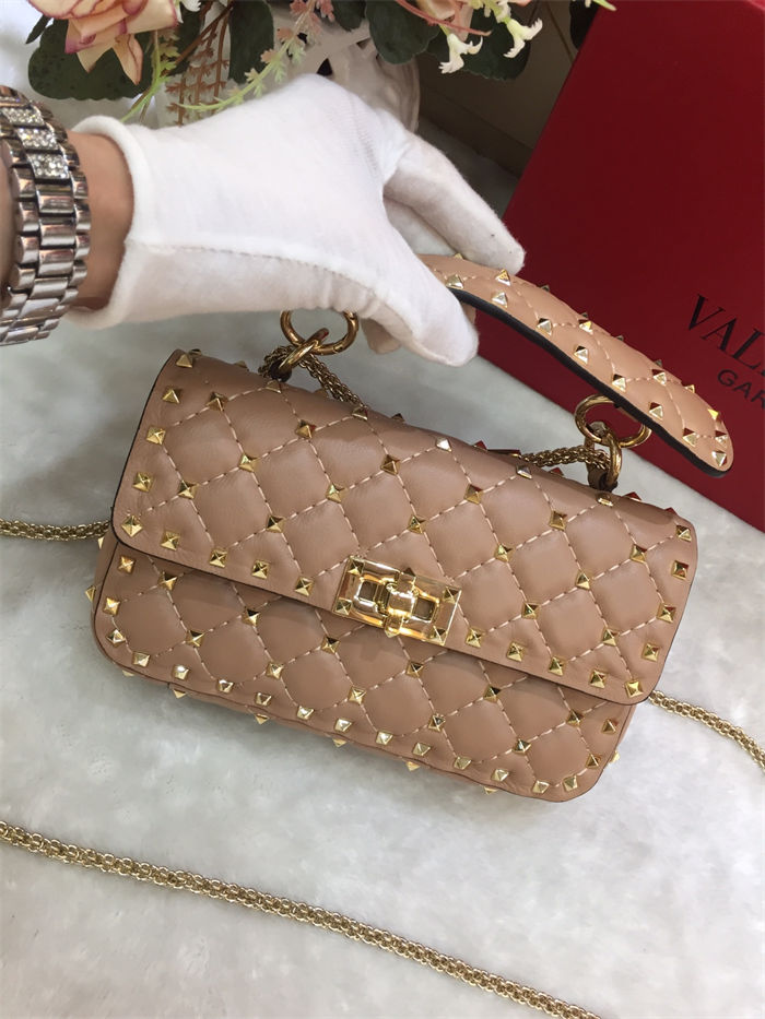 Valentino Spike Small Bag Lambskin Nude High