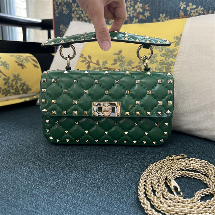 Valentino Spike Small Bag Lambskin Green High