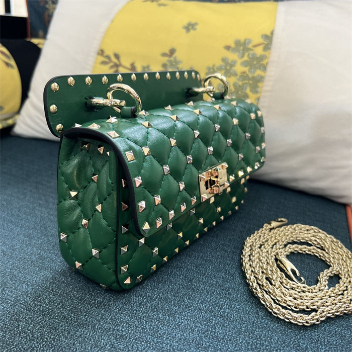 Valentino Spike Small Bag Lambskin Green High