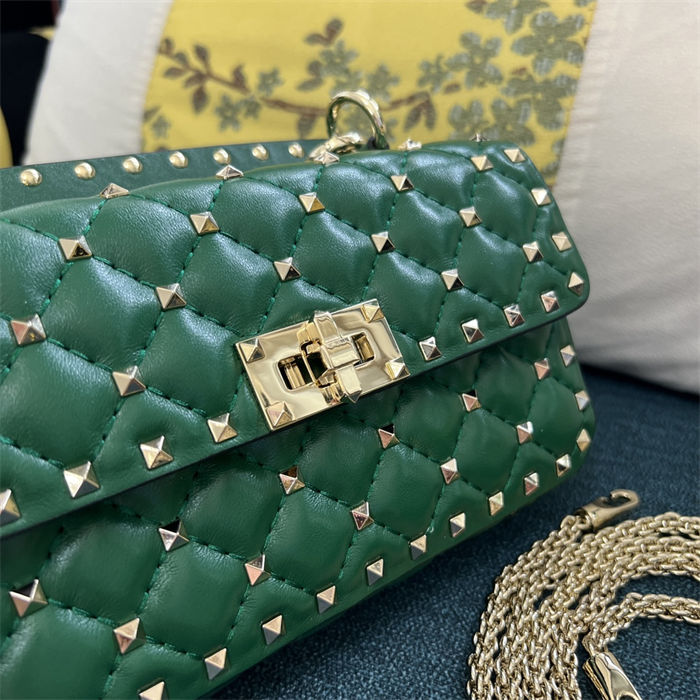 Valentino Spike Small Bag Lambskin Green High