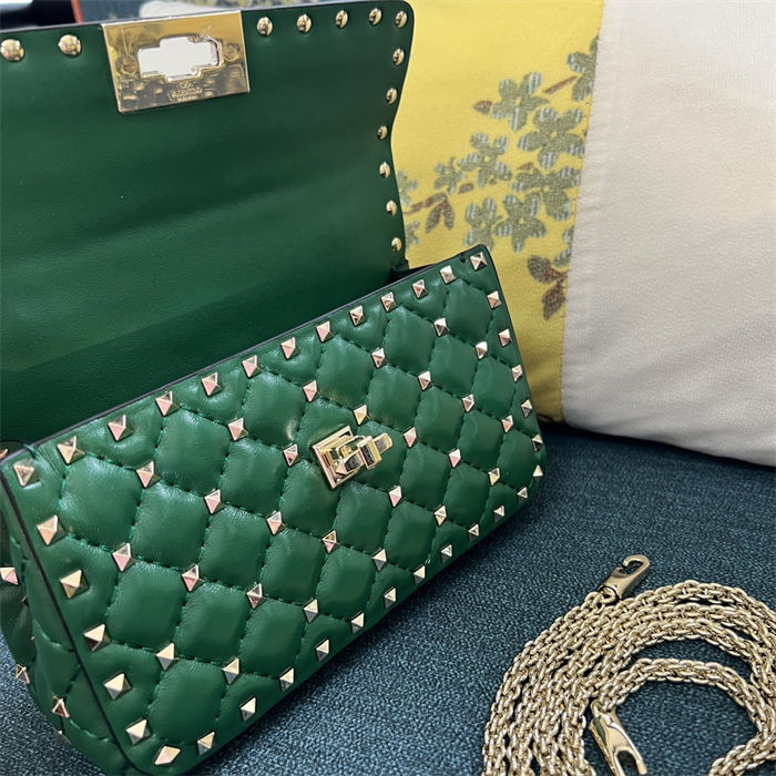 Valentino Spike Small Bag Lambskin Green High