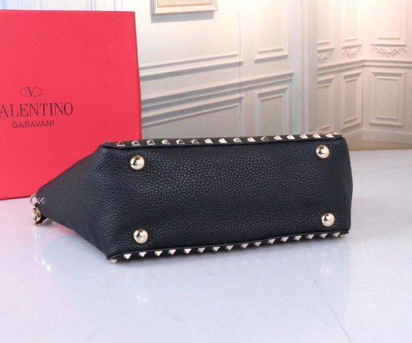 Valentino Small Tote In Black Grain Calfskin High