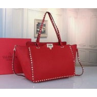 Valentino Medium Tote In Red Grain Calfskin High