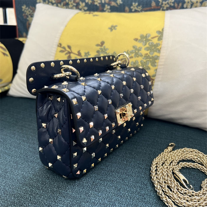 Valentino Spike Small Bag Lambskin Navy High