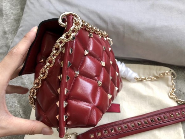 Valentino Small Candystud Crossbody Bag In Red Lambskin High