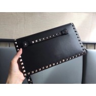 Valentino Medium Clutch In Black Calfskin High