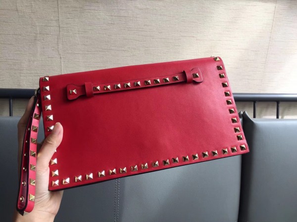 Valentino Medium Clutch In Red Calfskin High