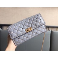 Valentino Spike Chain Clutch Lambskin  In Pastel Gray High