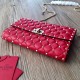 Valentino Spike Chain Clutch Lambskin  In Red High