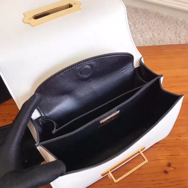 Prada Cahier Shoulder Bag In White/Black Leather High