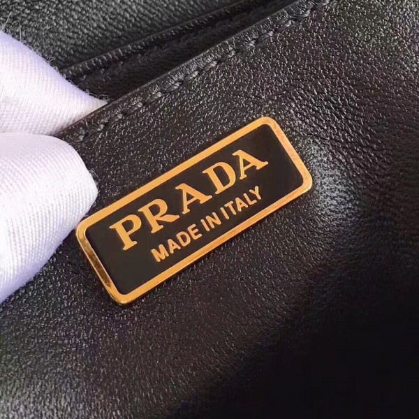 Prada Cahier Shoulder Bag In White/Black Leather High