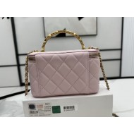 Chanel VANITY WITH CHAIN A96069 Lambskin Gold-Tone Metal Pink High