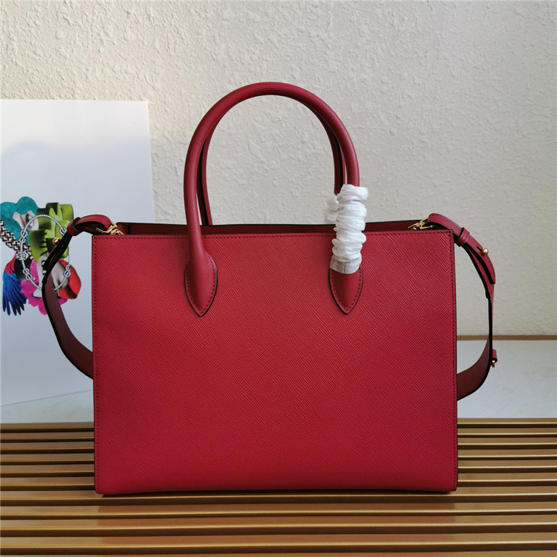 Prada Large Saffiano Leather Handbag Tote Red High