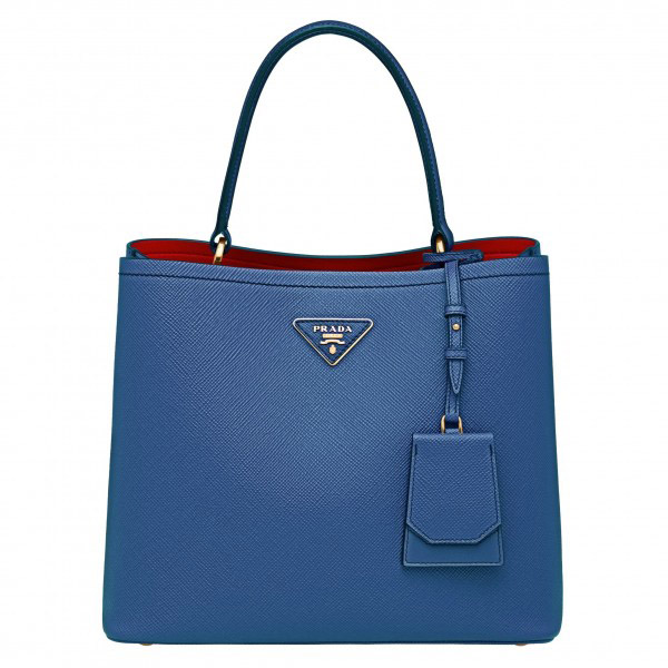 Prada Saffiano Double Bag Blue High