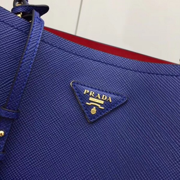 Prada Saffiano Double Bag Blue High