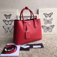 Prada Saffiano Double Medium Bag Red High