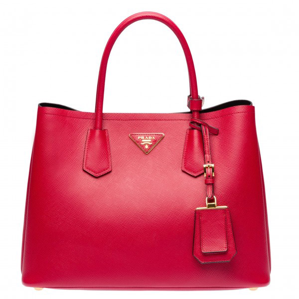 Prada Saffiano Double Medium Bag Red High