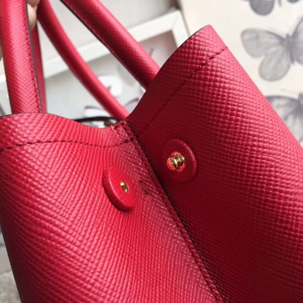 Prada Saffiano Double Medium Bag Red High