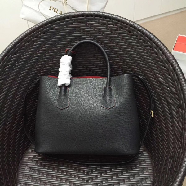 Prada Saffiano Double Medium Bag Black High