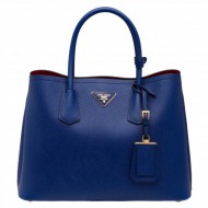 Prada Saffiano Double Medium Bag Blue High