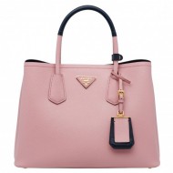 Prada Bicolor Saffiano Double Medium Bag Pink High