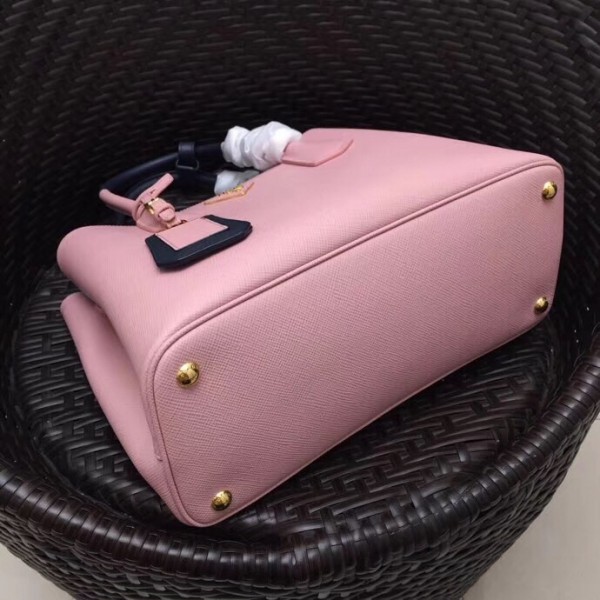 Prada Bicolor Saffiano Double Medium Bag Pink High