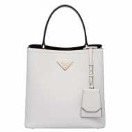 Prada Saffiano North South Double Medium Bag White High