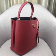 Prada Saffiano North South Double Medium Bag Red High