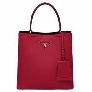 Prada Saffiano North South Double Medium Bag Red High