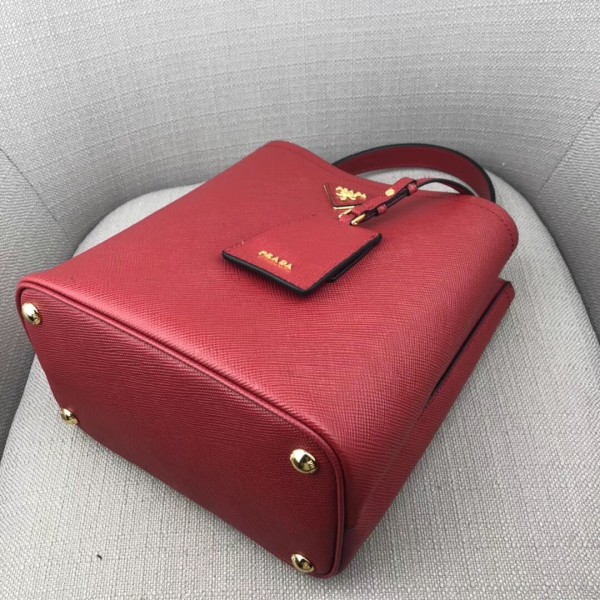 Prada Saffiano North South Double Medium Bag Red High