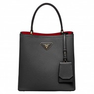 Prada Saffiano North South Double Medium Bag Black High