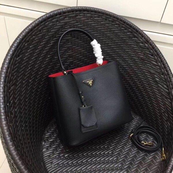 Prada Saffiano Double Bag Black High