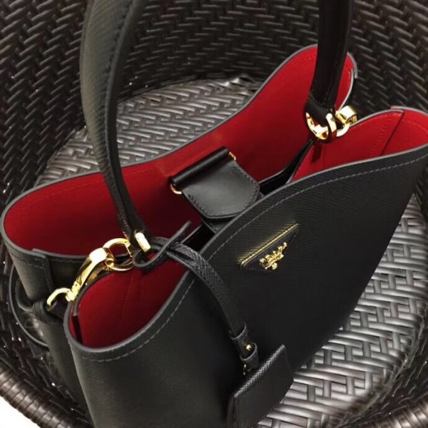 Prada Saffiano Double Bag Black High