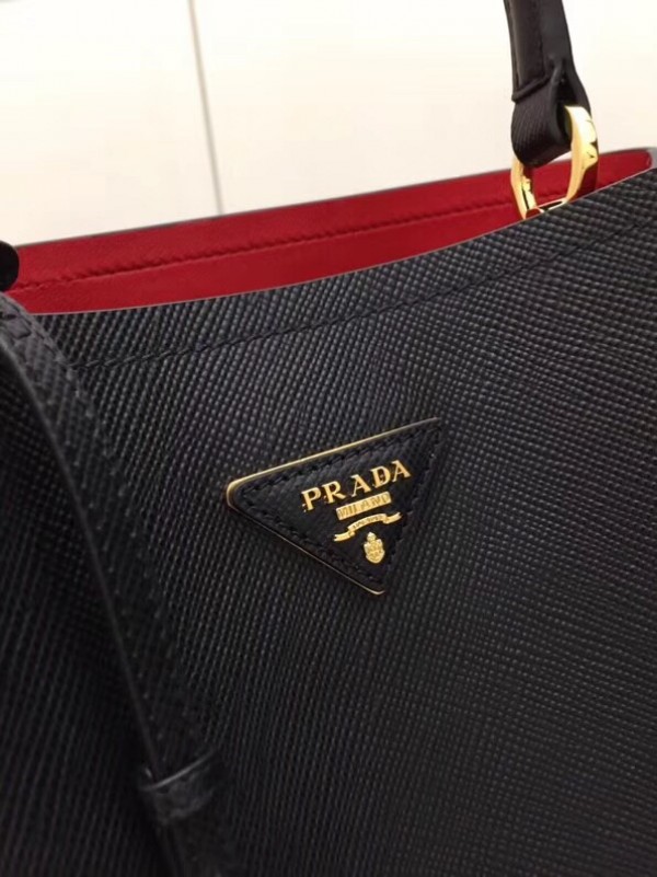 Prada Saffiano Double Bag Black High