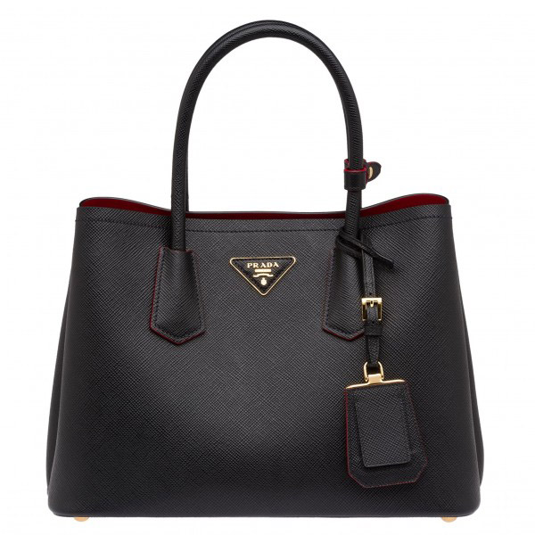 Prada Saffiano Double Medium Bag Black High