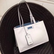 Prada Etiquette Tote Bag In White Calf Leather High