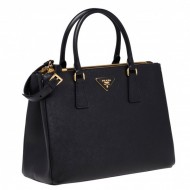 Prada Large Galleria Bag In Saffiano Leather Black High