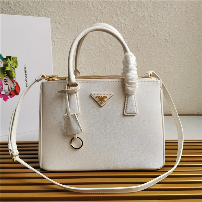 Prada Medium Galleria Bag In Saffiano Leather White High