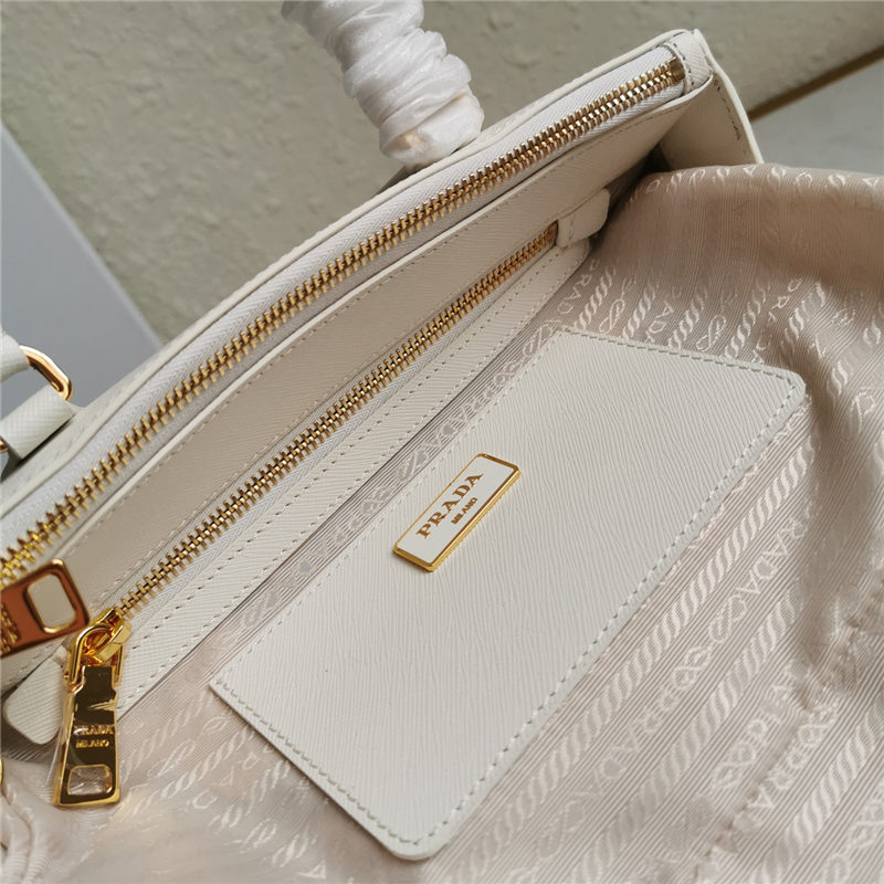 Prada Medium Galleria Bag In Saffiano Leather White High