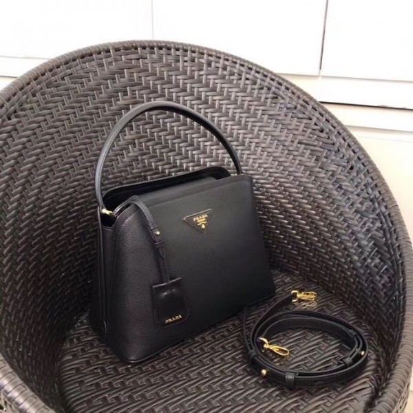 Prada Matinee Mini Bag In Black Saffiano Leather High