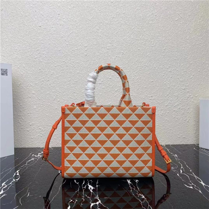 Prada Small Symbole embroidered fabric handbag 1BA354 Orange High